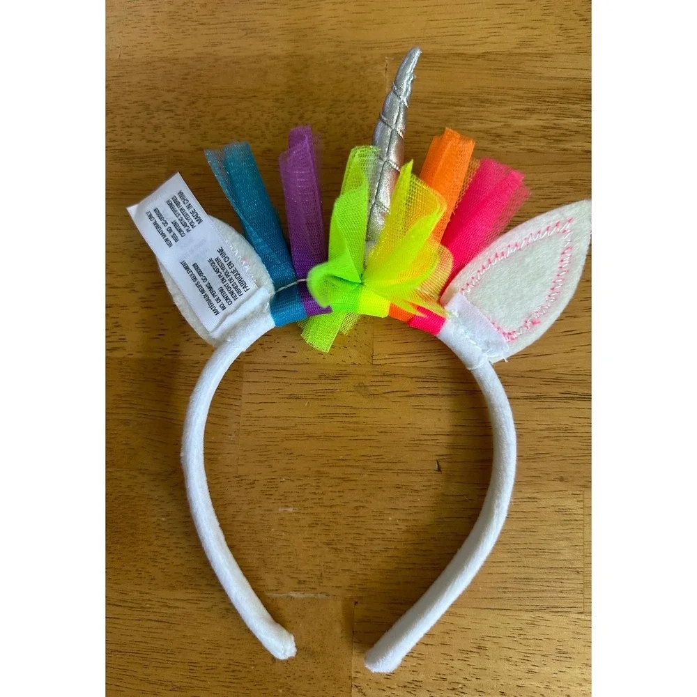American Girl GYC14 Unicorn Headband Rainbow Tulle Silver Horn White One Size